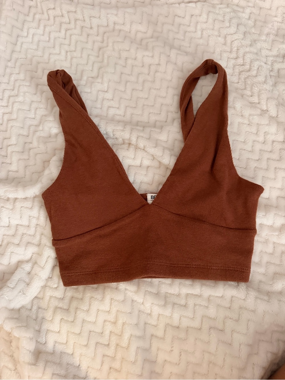 bp Ribbed V-Neck Tank Top in Rust